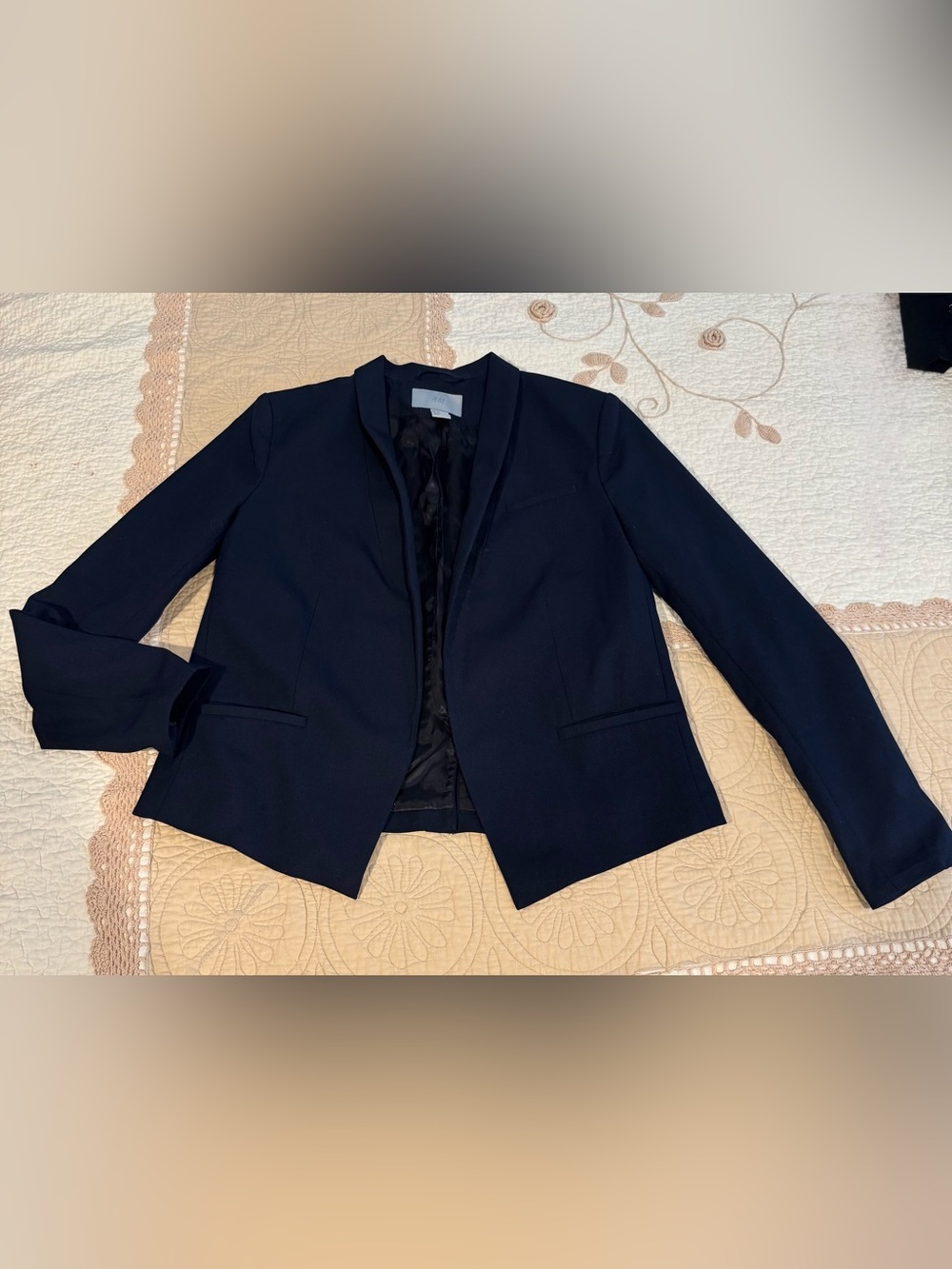 H&M Navy Open Front Lined Blazer Size 10